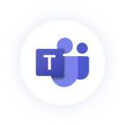 The image displays the Microsoft Teams logo, featuring two abstract, overlapping purple figures and a prominent "T" on a circular white background.