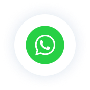 WhatsApp logo featuring a green speech bubble with a phone icon inside, set against a dark background with a white circular border.